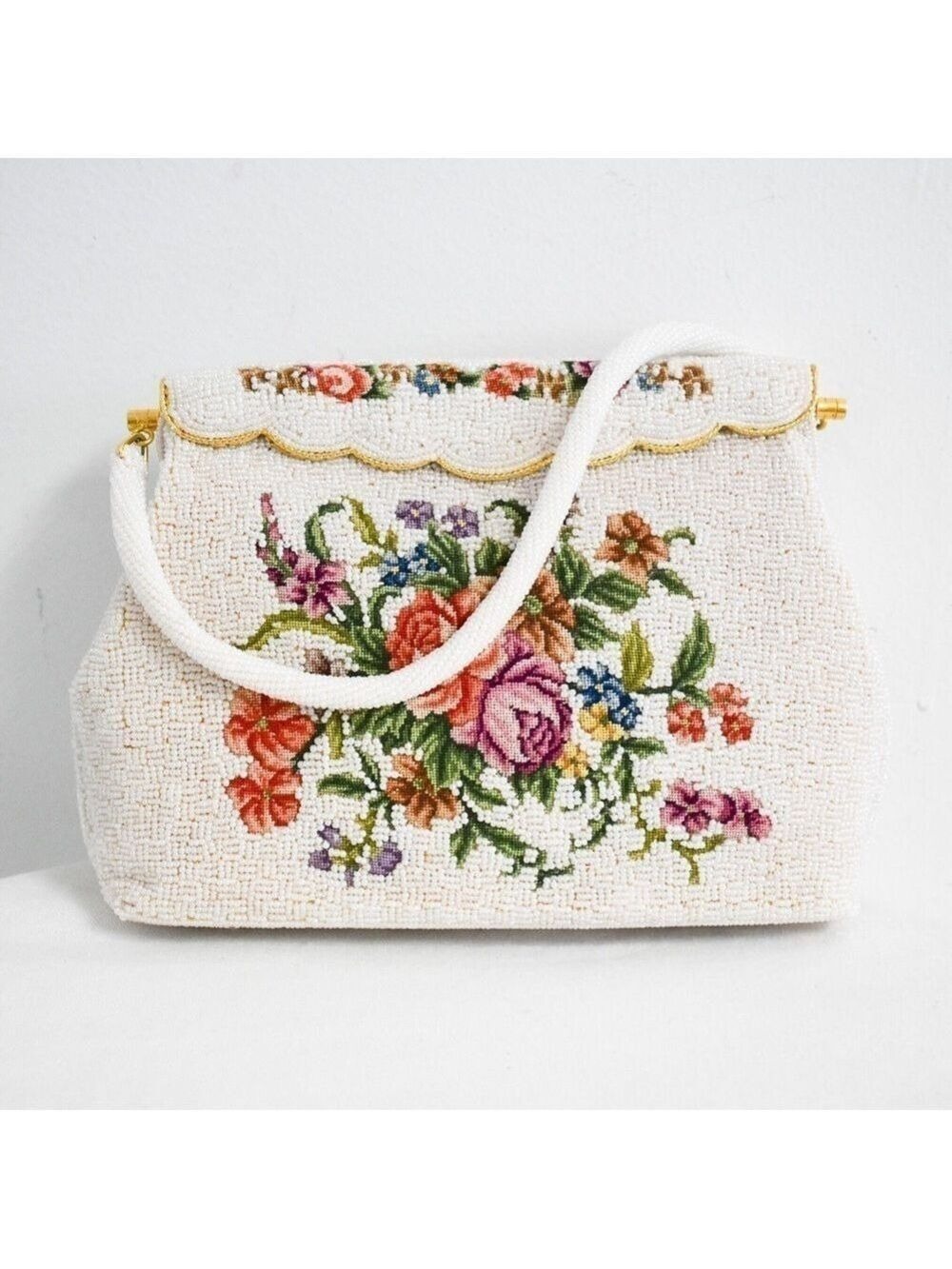 Vintage Denise Francelle Bag
Floral Petit Point and Ivory Pavé Bead
1950
